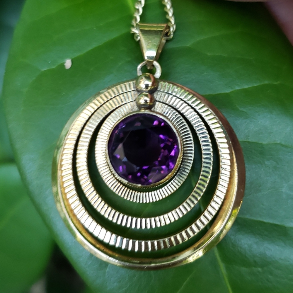 💥HP💥 VTG 14k solid Gold chain/w goldplate Amethyst Pendant - Picture 9 of 11